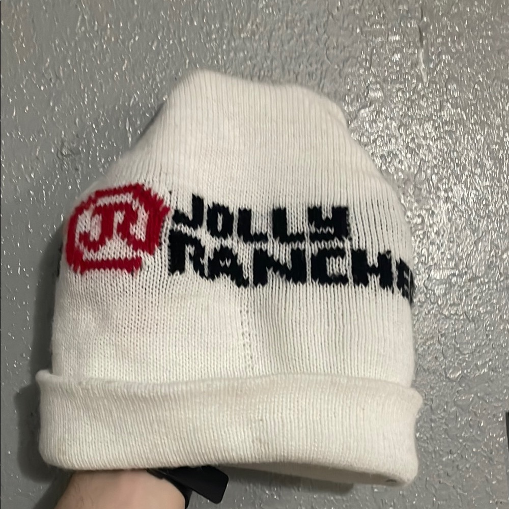 Knit White Beanie Jolly Rancher RARE